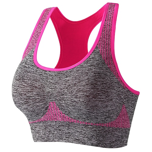 Damen Yoga-BH Sport-BH Pilates-BH BH-Top Push-Up Hosen nahtlos Antivibration Bürgellos Farbblock Sport Sportkleidung Meerblau Gelb Fitnessstudio Zumba Laufen Image