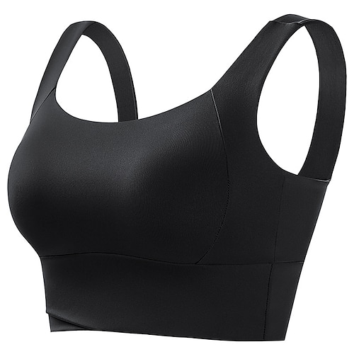 Damen Yoga-BH Sport-BH Pilates-BH BH-Top Push-Up Hosen nahtlos Antivibration Bürgellos Einfarbig Sport Sportkleidung Melonen-Rot Schwarz Fitnessstudio Zumba Laufen Image