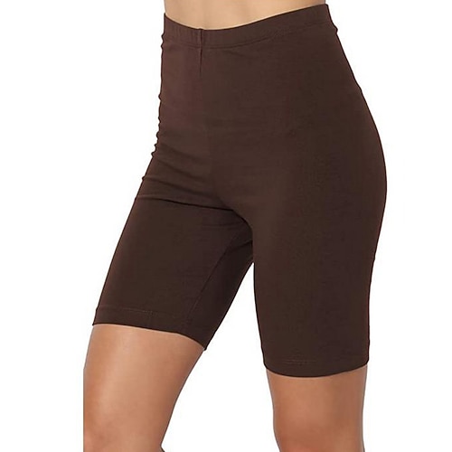 Damen Shorts Leggings Gemütliche Leggings Streetwear Lässig Knielang Hohe Taille Einfach Elastischer Bund Atmungsaktivität Dehnbar Urlaub Straße Alltagskleidung Wein Schwarz Weiß Rosa Sommer Normale Image