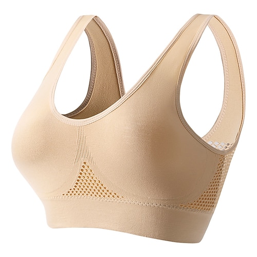 Damen Yoga-BH Sport-BH Pilates-BH BH-Top Push-Up Hosen nahtlos Antivibration Ungepolstert Bürgellos Einfarbig Sport Sportkleidung Hellblau Dunkelviolett Fitnessstudio Zumba Laufen Image
