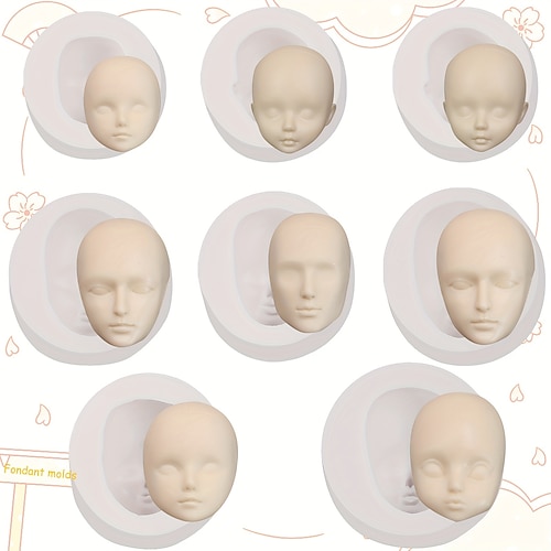 Silikon-Gesichtsformen zum Basteln, 8 Stück BPA-freie Silikon-Gesichtsformen – ideal zum Dekorieren von Kuchen, Basteln und DIY-Projekten – Mehrzweckformen für Kekse, Süßigkeiten, Schokolade und mehr Image