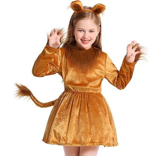 Karnevalskostüm 2026 Tier Löwe Karneval Kleid Kostüm Märchen Niedlich Kinder Mädchen Halloween Karneval Leistung Pädagogisches Ankleiden Verkleidung für Schulveranstaltungen Einfaches Karnevalskostüm Image