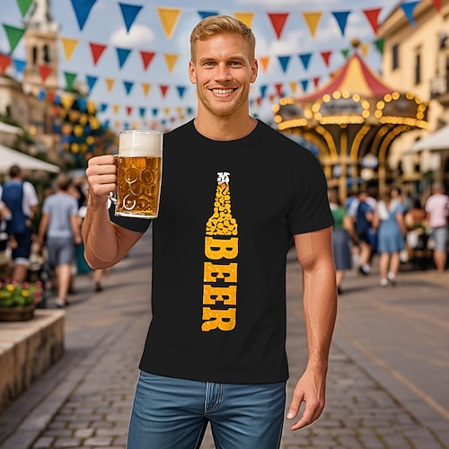 T-Shirt Lederhosen T-Shirt Match Bayerisch München Deutsch Lustig alpin T-Shirt Ärmel Grafik für Paar Herren Damen Erwachsene 3D-Druck für Karneval Oktoberfestbier Party Image