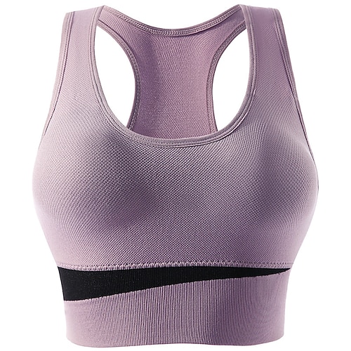 Damen Yoga-BH Sport-BH Pilates-BH BH-Top Push-Up Hosen nahtlos Antivibration Bürgellos Farbblock Sport Sportkleidung Schwarz Rosa Fitnessstudio Zumba Laufen Image