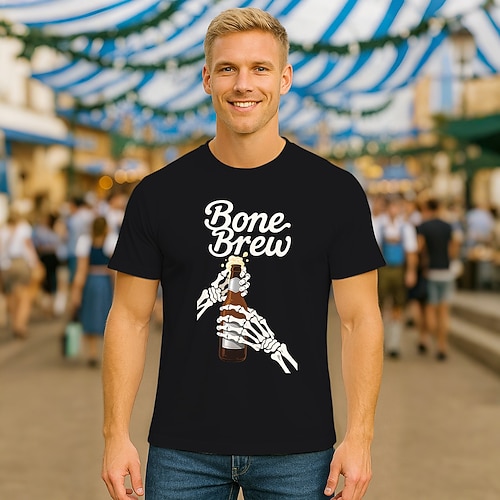 T-Shirt Lederhosen T-Shirt Match Bayerisch München Deutsch Lustig alpin T-Shirt Ärmel Grafik für Herren Erwachsene Heißprägen für Karneval Oktoberfestbier Party Image