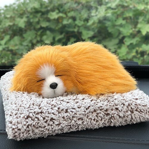 Simulation Welpen Plüschspielzeug Niedliches Tierpüppchen Süßer schlafender Hund Stofftier Hund Zimmer Auto Dekoration Geburtstag für Kinder Kleinkinder Baby Weihnachtsgeschenk Image