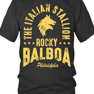 TEMU Bk 24958 Men's Italian Philadelphia Graphic T-shirt - Vintage Distressed Print, Fabric, Casual Short Sleeve Tee For Casual Attire Image