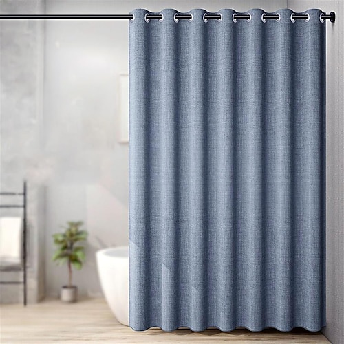 Stoff-Duschvorhang Leinenterkstrukturierte Schwerlastdick-Duschvorhänge für das Badezimmer Wasserdichter dekorativer Badvorhang Waschenbarer schwerer Saum-Duschvorhang Image