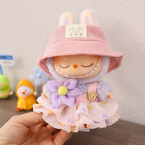 Kleidung für 17 cm Puppen, Rock-Set für Puppen, 2-teiliges Set, Hut, Rock-Outfit, Premium-Mode, süßes Kleid für 17 cm Puppen, Zubehör (keine Puppe)