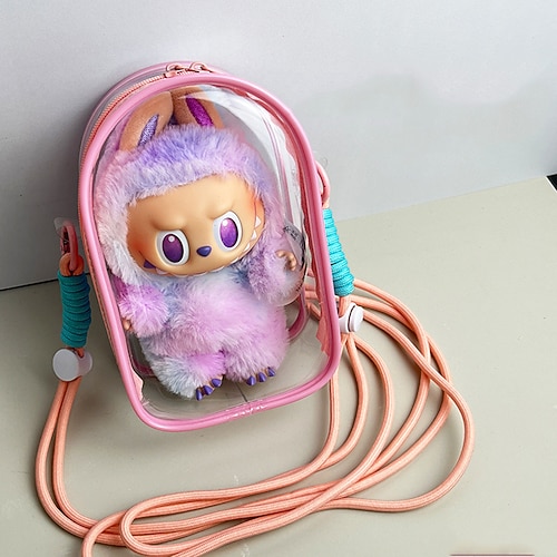 Klare Tasche Schlüsselanhänger für 17/15 cm Plüschpuppe Hängende Vitrine Schutzhülle Kunststoff PVC Aufbewahrungsbox (OHNE PUPPE) Weihnachtsgeschenk Image