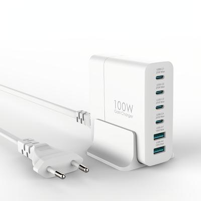 TEMU Total 100w Usb C Charger 6-ports, Pd3.0 Fast Charging Multiple Gan Charger Station 4-usb C And 2-usb For Iphone 16/15/14 Pro , For Ipad Pro/air, Alaxy S24/s23/s22, For Pixel, For Pps/qc4.0/afc Image