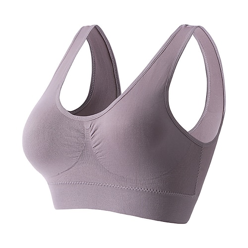 Damen Yoga-BH Pilates-BH Sport-BH BH-Top Push-Up Hosen nahtlos Antivibration Bürgellos Einfarbig Sport Sportkleidung Hellblau Dunkelviolett Fitnessstudio Zumba Laufen Image