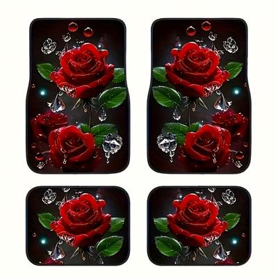 TEMU 4pcs Red Floor Mats Set - Non-slip, Front & Rear Full Coverage For Vehicle Interior Protection And Decoration - Perfect Gift Image