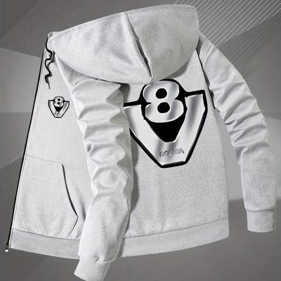 TEMU Men's Trendy Autumn And Winter Hooded Jacket V8 Print, High-end Casual Collar Stylish Versatile Image