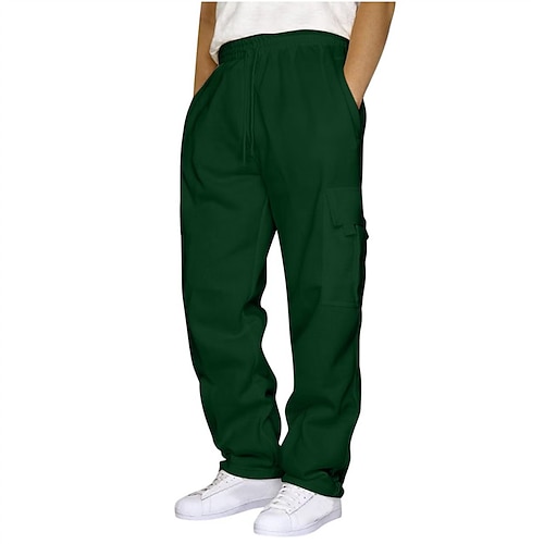 Herren Sporthose Jogginghose Hose Tasche Kordelzug Elastischer Bund Einfach Komfort Sport im Freien Täglich Mode Lässig Hellkaki Schwarz Mikroelastisch Image