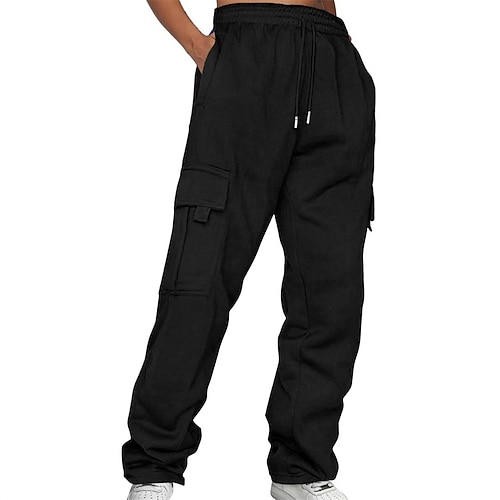 Herren Sporthose Jogginghose Hose Tasche Kordelzug Elastischer Bund Einfach Komfort Sport im Freien Täglich Mode Lässig Schwarz Gelb Mikroelastisch Image