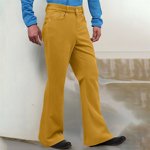 Herren Anzughose Cordhose Schlaghosen Hose Chinos Tasche Knöpfe Einfach Komfort Formell Arbeit Geschäft Mode Klassicher Stil Schwarz Weiß Mikroelastisch Image