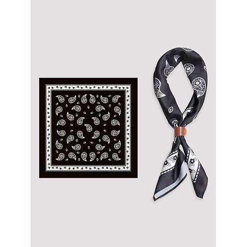 Herren-Halstuch mit Paisley-Muster und quadratischem Halsausschnitt und Lederschnalle, Polyester-Bandana im Vintage-Stil für Outdoor-Reisen, Partys und den Alltag Image