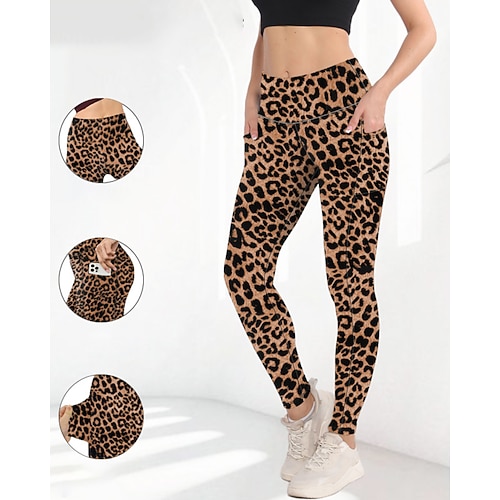 Damen Pilates-Leggings Capri Leggings Sporthosen Taschen Leicht Pilates Fitnessstudio Laufen Hosen Einfarbig Marineblau Schwarz Rosa Übergröße Sport Sportkleidung Mikroelastisch Image