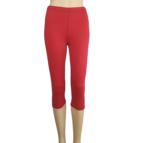 Damen Caprihose Leggings Gemütliche Leggings Streetwear Lässig Wadenlang Natürliche Taille Einfach Elastischer Bund Bequem Außenbereich Outdoor Urlaub Athleisure Magenta Dunkelgrau Meerblau Wein Image