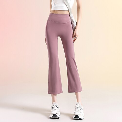 Damen Pilates-Leggings Sporthosen Yoga-Leggings Ausgebreitet Leicht Pilates Zumba Laufen Capri Leggings Einfarbig Schwarz Weiß Rosa Herbst Winter Sport Sportkleidung Mikroelastisch Image
