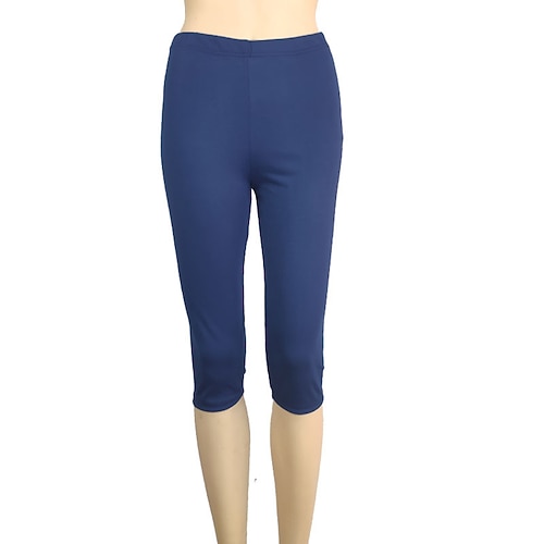 Damen Caprihose Leggings Gemütliche Leggings Streetwear Lässig Wadenlang Natürliche Taille Einfach Elastischer Bund Bequem Außenbereich Outdoor Urlaub Athleisure Magenta Dunkelgrau Meerblau Wein Image
