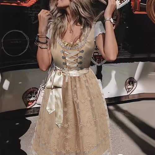 Oktoberfest Kleid Dirndl Dienstmädchen Bayerisch Deutsch München Wiesn Damen Party Bier Festival Stoff im traditionellen Stil Kleid Schürze Image