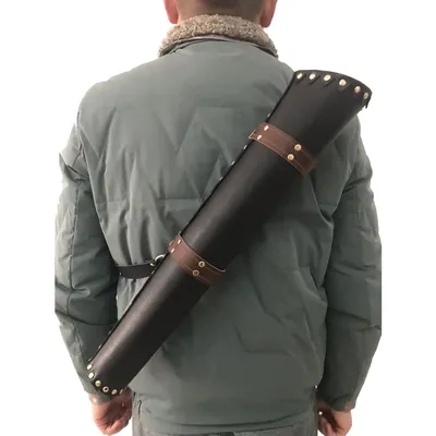 Mittelalterlicher Leder Vintage Pfeilköcher Bogenhalter Cosplay Bogenschütze Jäger Larp Requisiten Steampunk Recurve Bogen Jagd Schießtasche für Erwachsene Image