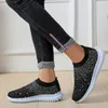 Mode Kristall atmungsaktive Mesh Sneaker Schuhe für Frauen bequeme Soft Bottom Flats plus Größe 43 rutsch feste Freizeit schuhe Frau