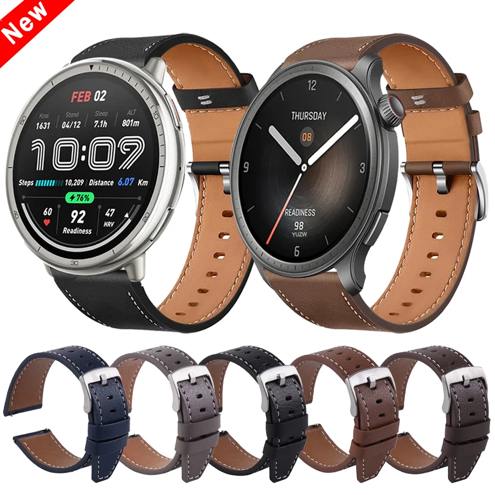 20 mm 22 mm Lederarmband für Amazfit Active 2 GTS 4 mini 3 2e BIP6 5 UNITY GTR 4 3Pro 42 mm 47 mm Bänder für Huawei Watch 4 Armband Image