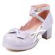 Klarmar Women Mary Jane Court Shoes Strappy Block Heels Round Toe Ankle Strap Bows Mid Heels Party Purple Size 10.5 UK/48/29CM