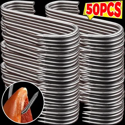 Stainless Steel S Hooks Sharp Tip Meat Hanging Hooks Butcher Shop Kitchen BBQ Sausage Bacon Hams Smoker Duck S Hangers Wholesale