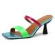Renessmi Stiletto Heel Wide Fit Mules Slip On Women Slippers Open Square Toe Fashion Outdoor Slingback High Heel Footwear Green Size 9.5 UK-46 CN