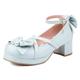 Klarmar Women Mary Jane Court Shoes Strappy Block Heels Round Toe Ankle Strap Bows Mid Heels Party Blue Size 8 UK/43/26.5CM