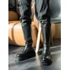 Punk Männer Echtes Leder Stiefel Herbst Winter Zipper Britischen Stil Ritter Lange Stiefel Männlichen Runde Kappe Plattform Motorrad Schuhe