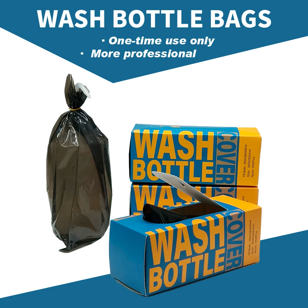KVM 200 Stück Tattoo-Waschflaschenbeutel, Tattoo-Flaschenabdeckungen, Plastiktüten, schwarze Quetschflaschenbeutel für Waschflaschen, Tattoo-Versorgung Image