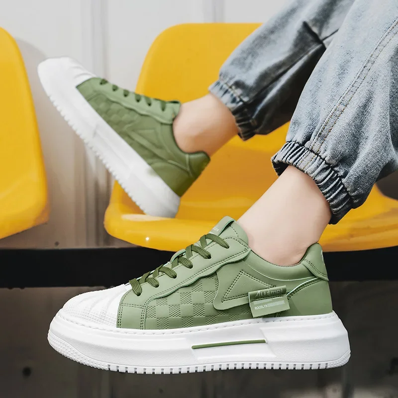 Atmungsaktive Männer Casual Turnschuhe Mode Leder Mann Wanderschuhe Bequeme Weiße Casual Sport Schuhe Outdoor Plattform Schuhe