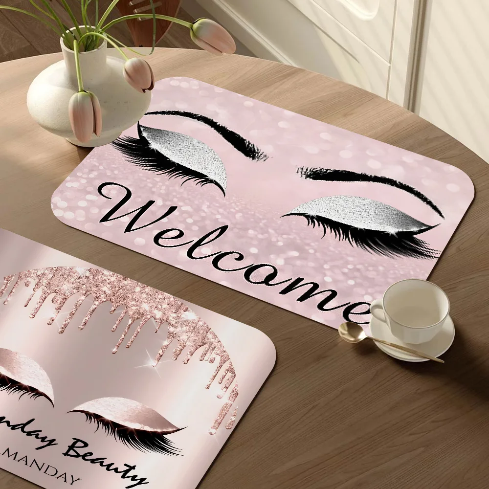 Rose Goldene Glitter Wimpern Wimpern Tisch Ablauf Pad Tisch Saugfähige Ablassen Matte Geschirr Matten Tischsets Für Tisch Dekor Image