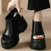 Plateaupumps Schuhe Damen Große Größe 44 45 46 47 Echtes Leder Keile High Heel Pantoletten Plus
