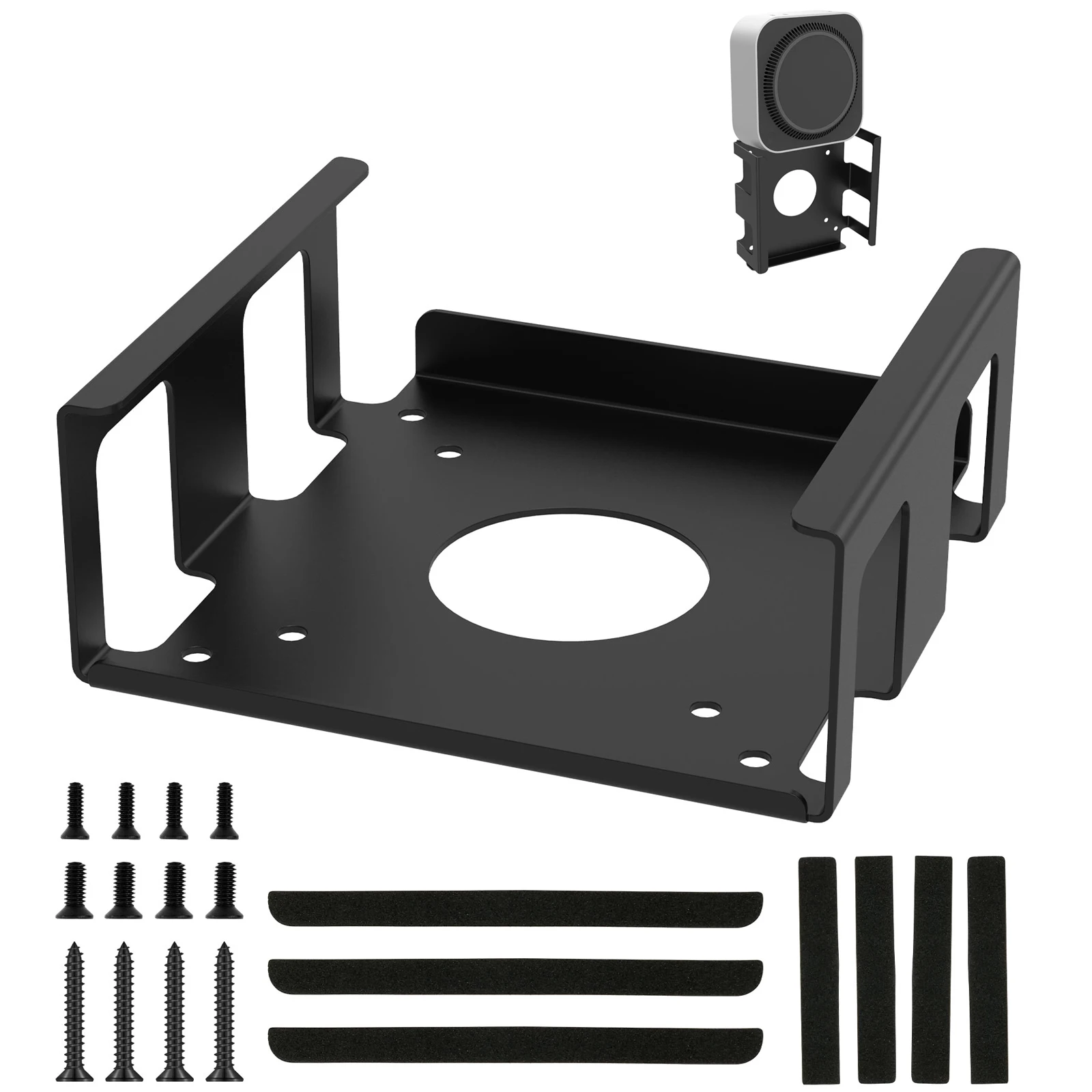 Monitor-Installationshalterung aus Karbonstahl unter dem Schreibtisch, Laptop-Halterung mit stoßdämpfenden Streifen, Schutz-Monitor-Halterung Image