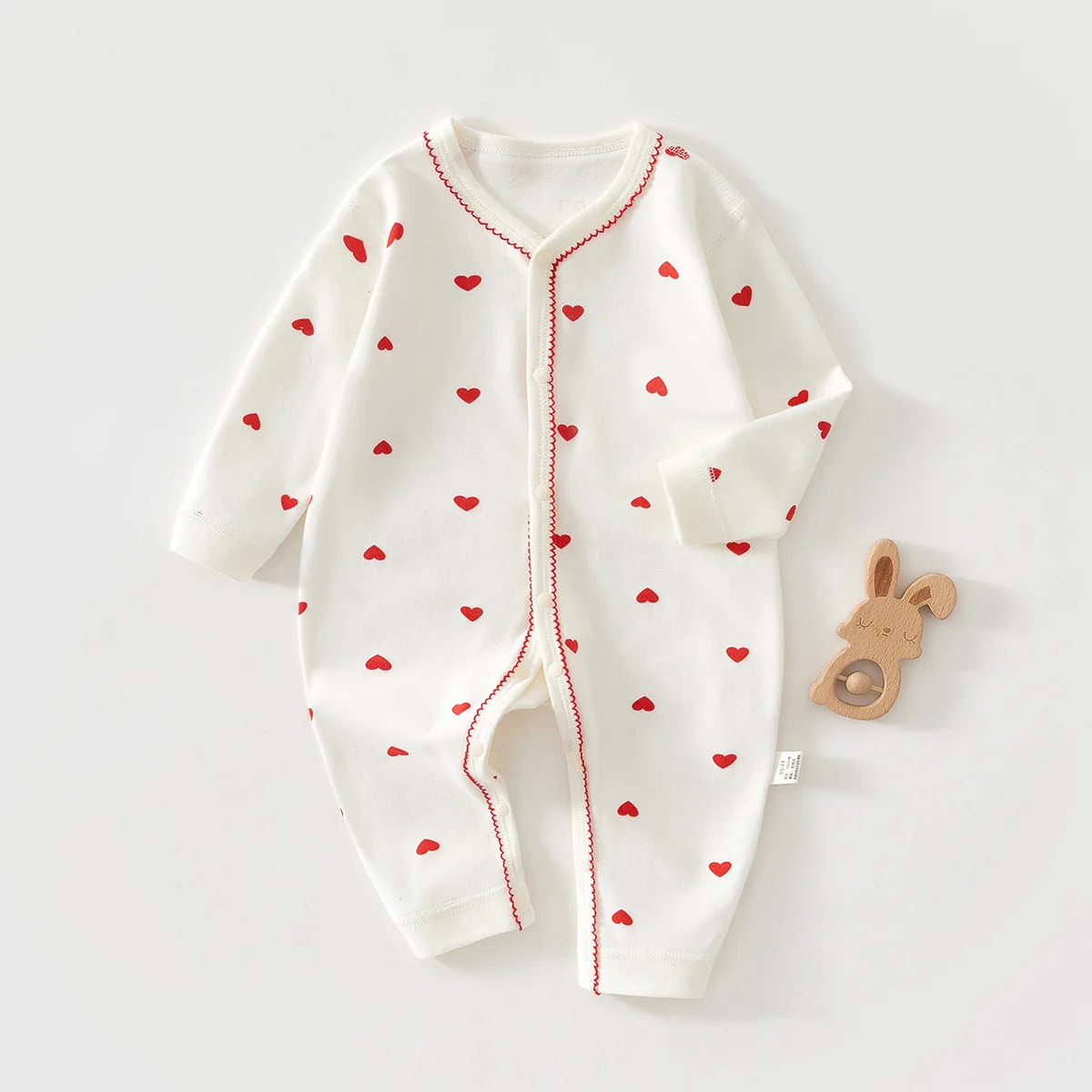 Somenie Baby-Einteiler, Frühling und Herbst, Baumwoll-Pyjama, Jungen- und Mädchen-Baby-Overall, niedlicher bedruckter Body, bequemer Einteiler für Neugeborene Image