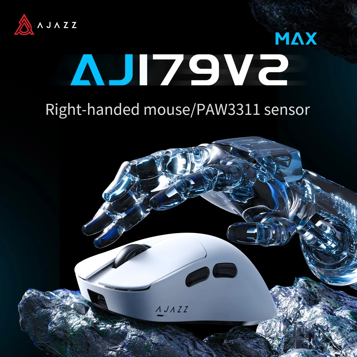 Ajazz AJ179V2 E-Sports-Gaming-Maus für die rechte Hand, PAW3311/3395, 8 Karat kabellose Bluetooth-3-Modus mit magnetischer Anziehungsladestation Image