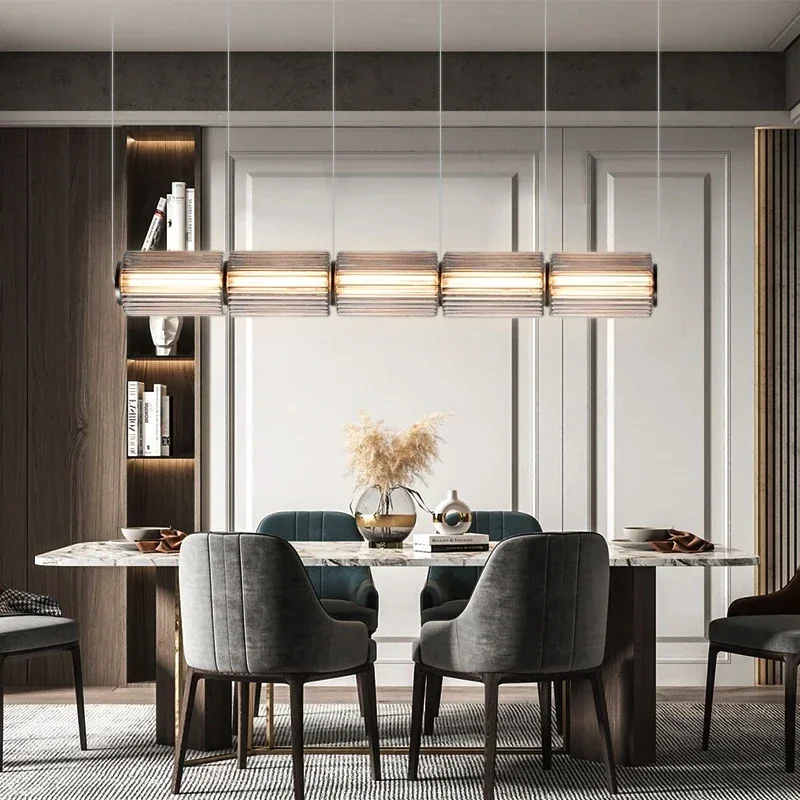 Restaurant Lange Streifen Anhänger Licht Rauch Grau Glas Lampenschirm Nordic Led Hängen Licht Wohnzimmer Esszimmer Decor Anhänger Lampro