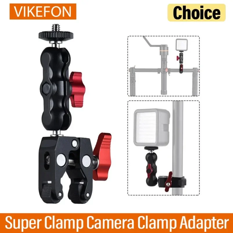 Super Clamp Kamera Klemmmontage Monitor 360° ° Ballhead Magic Arm Doppelkugelkopf-Adapter für DSLR-Kamera/Gopro/LED-Leuchten/Telefon Image