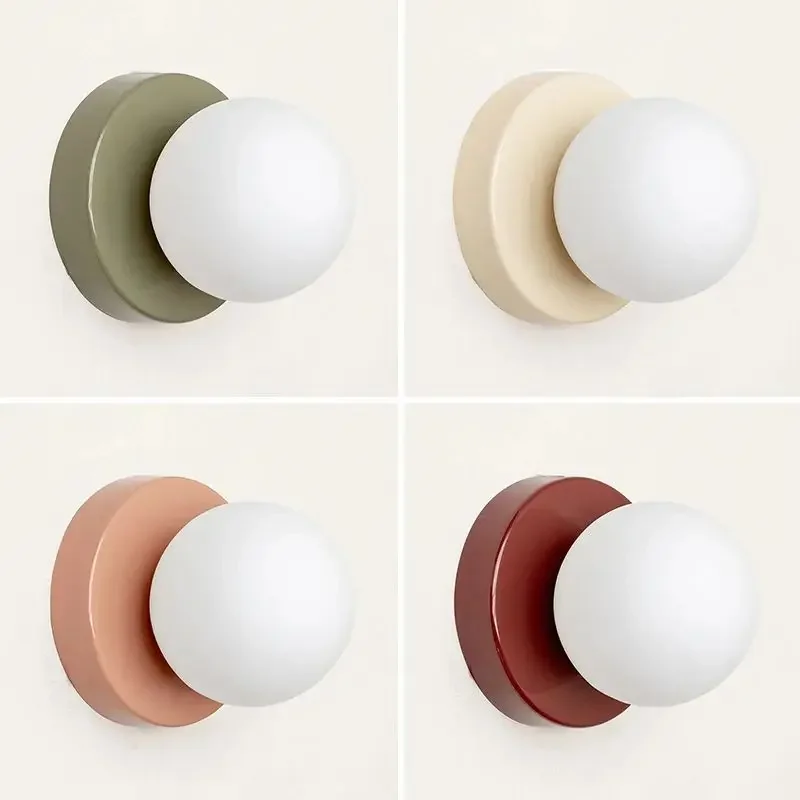 Nordic LED Wand Lampe Einfache Macaron Farbige Glas Lampenschirm Für Schlafzimmer Wohnzimmer Korridor Studie Dekoration Leuchten