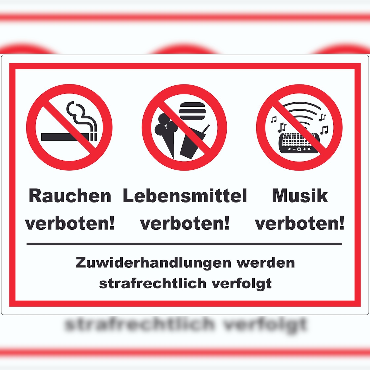 HB-Druck Aufkleber Essen Trinken Musik Rauchen verboten A6 (105x148mm) Image