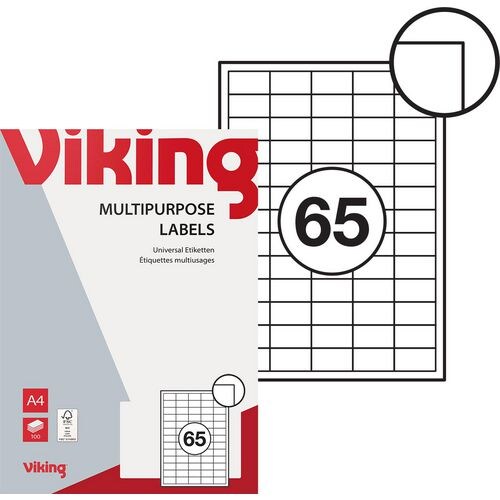 Viking 980459 Universaletiketten Weiß 38,1 x 21,2 mm 100 Blatt à 65 Etiketten Image