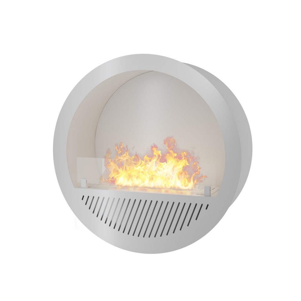 SOLOLED Incircle Inside Einbau-Bioethanol-Kamin - Runder Design-Wand-Biokamin d.70cm Weiß Image