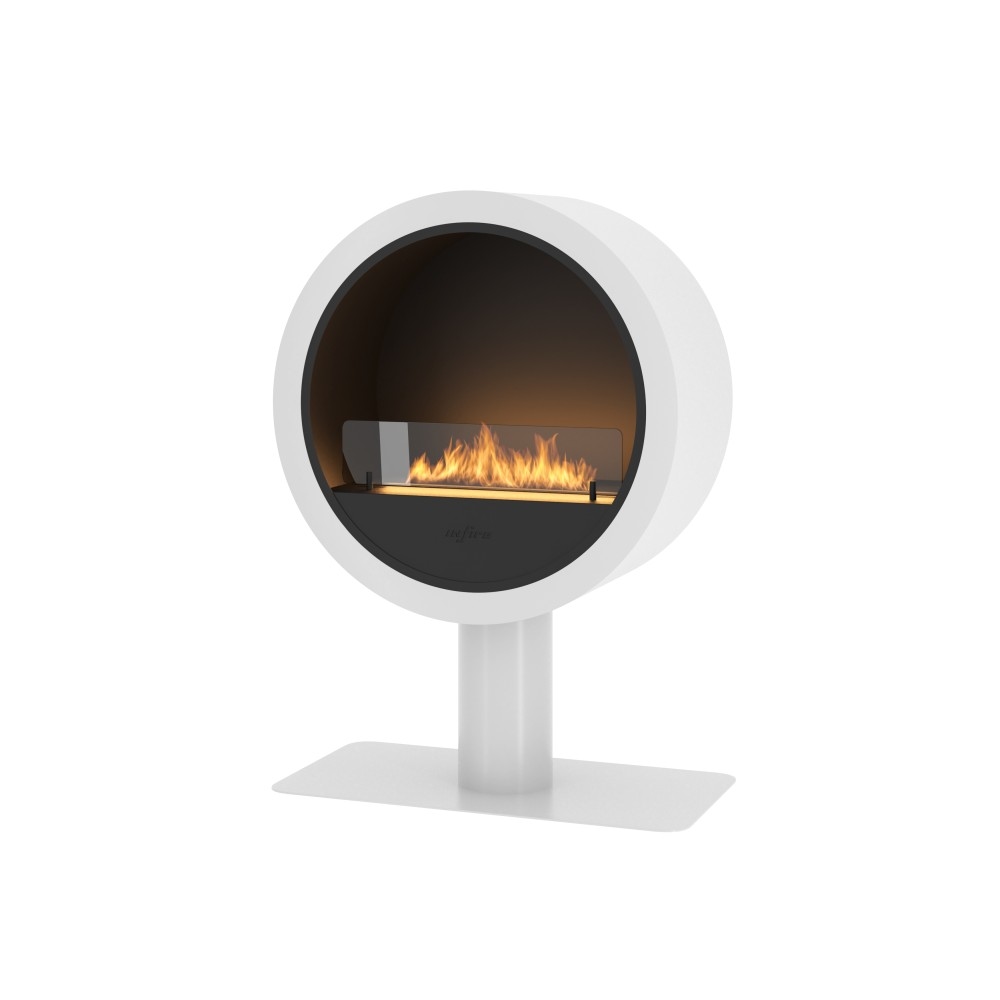 SOLOLED Incircle Stand Bioethanol Kamin - Runder Design Boden Biokamin d.70cm Weiß Image