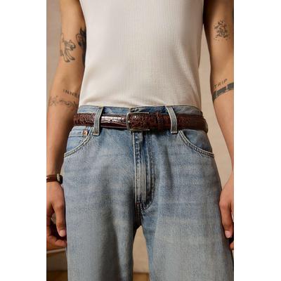 Loom Brown Croc Faux Leather Belt - Brown M/L at Urban Outfitters